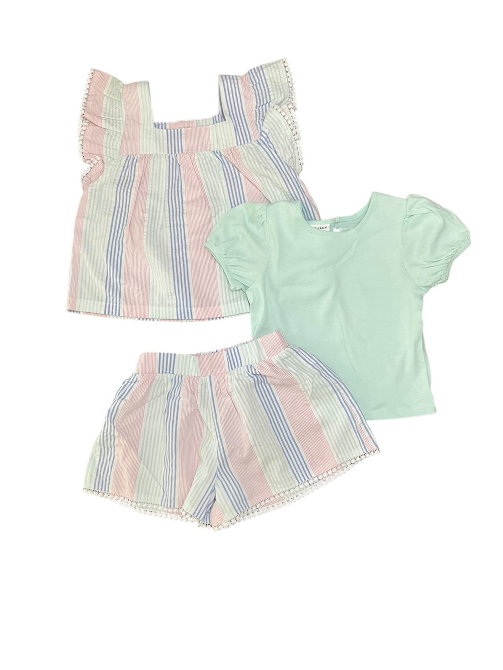 Janie & Jack Kids' 3-Piece Pastel Stripe Outfit Size 4T & 5 NWT